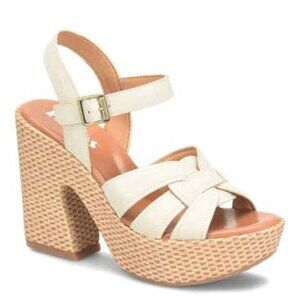 Korks by Kork-Ease Dee Sandals Strappy Wedge Heel Platform Off White Size 10 NEW